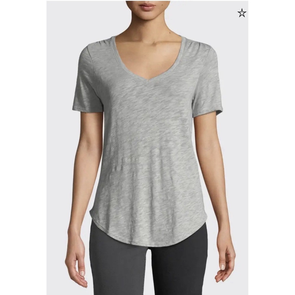 ATM Anthony Thomas SS Slub Jersey VNeck Neck Tee Grey Womens XS Everyday Basic